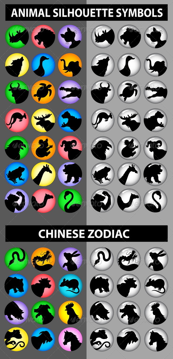 Animal Avatar Silhouettes and Chinese Zodiac