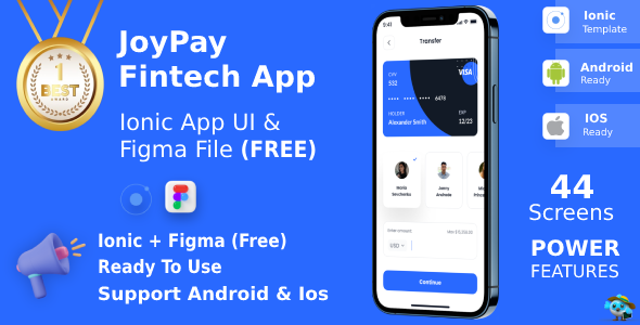 JoyPay ANDROID + IOS + FIGMA | UI Kit | Ionic | Fintech – Finance & Banking App UI Kit