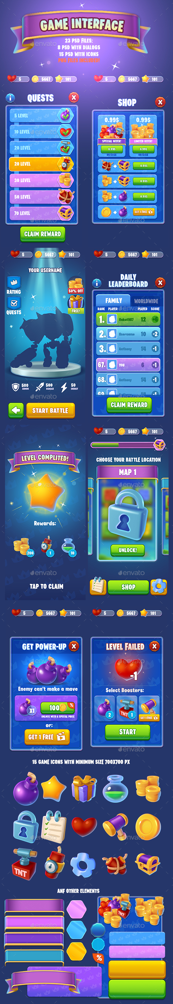Blue Clear Casual Game Interface
