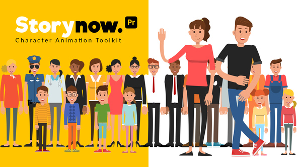 Story Now | Characters Animation for Premiere Pro - Flat Cartoon Character Motion Template