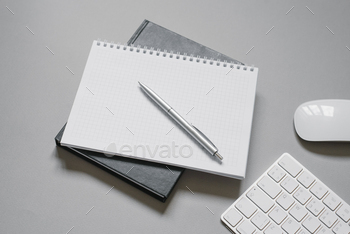 Notebooks or Diaries with Blank Page and Ballpoint Pen on Top of them. Office Worker's Place