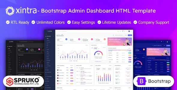 Xintra – Bootstrap Admin HTML Template Dashboard – 0 Sold!