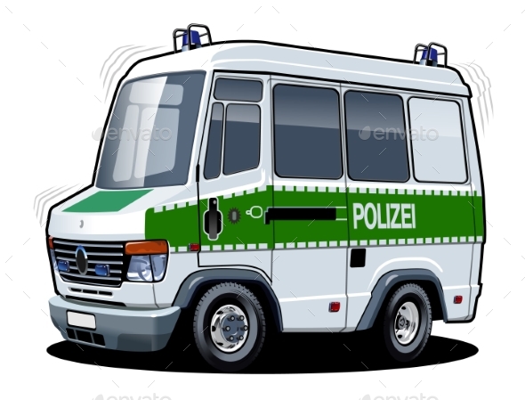 Vector Cartoon Police Van