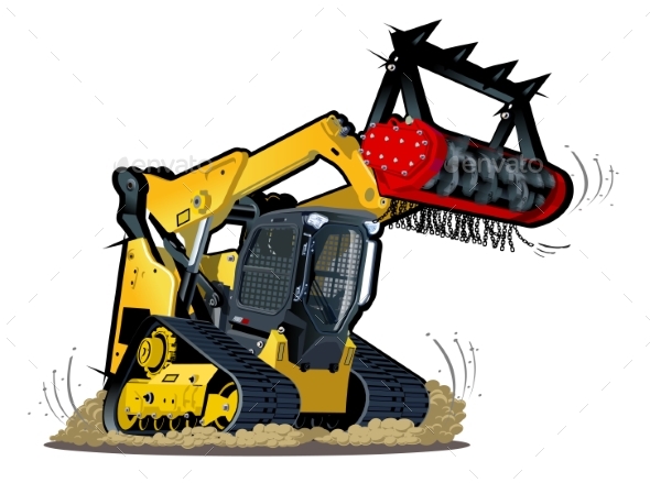 Vector Cartoon Land Clearing Mulcher