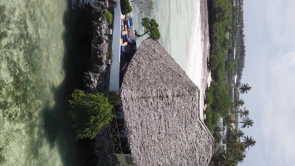 Zanzibar Tanzania  Vertical Video House on Stilts in the Ocean on the Coast Slow Motion