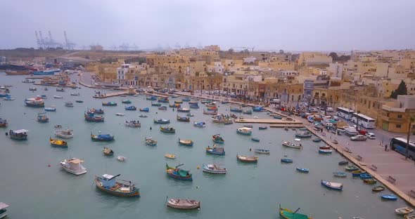 mediterranean traditional colorful boats luzzu.