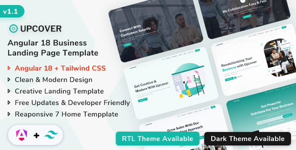 Upcover - Angular 18 Business Landing Page Template