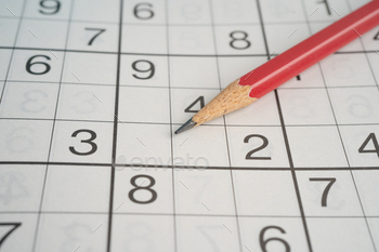 Sudoku puzzle game playing to challenge brain.