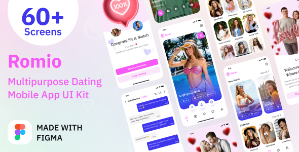 Romio - Multipurpose Dating Mobile App UI Kit Figma Template