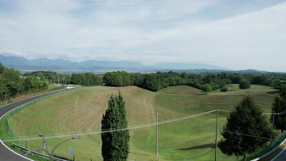 Drone View of a Typical Italian Mountain Landscape in the Countryside