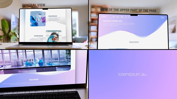 Laptop Screen Mockup in Cozy Room - 30sec Website or Application Promo - 6 Scenes AE Template