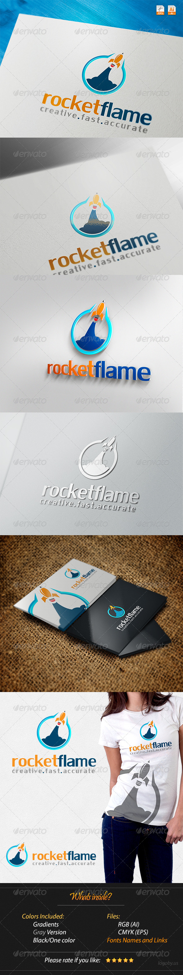 Rocket Flame Creative Fast Accurate Logo