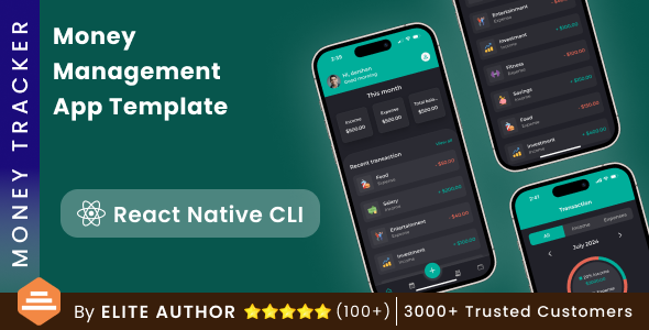 Money Management App Template in React Native CLI | Finance App Template | MoneyTracker