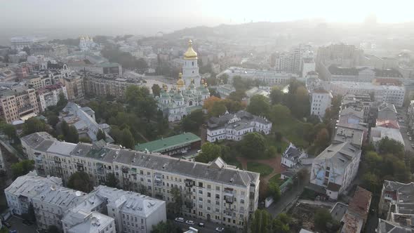 Cityscape of Kyiv, Ukraine. Aerial View, Slow Motion