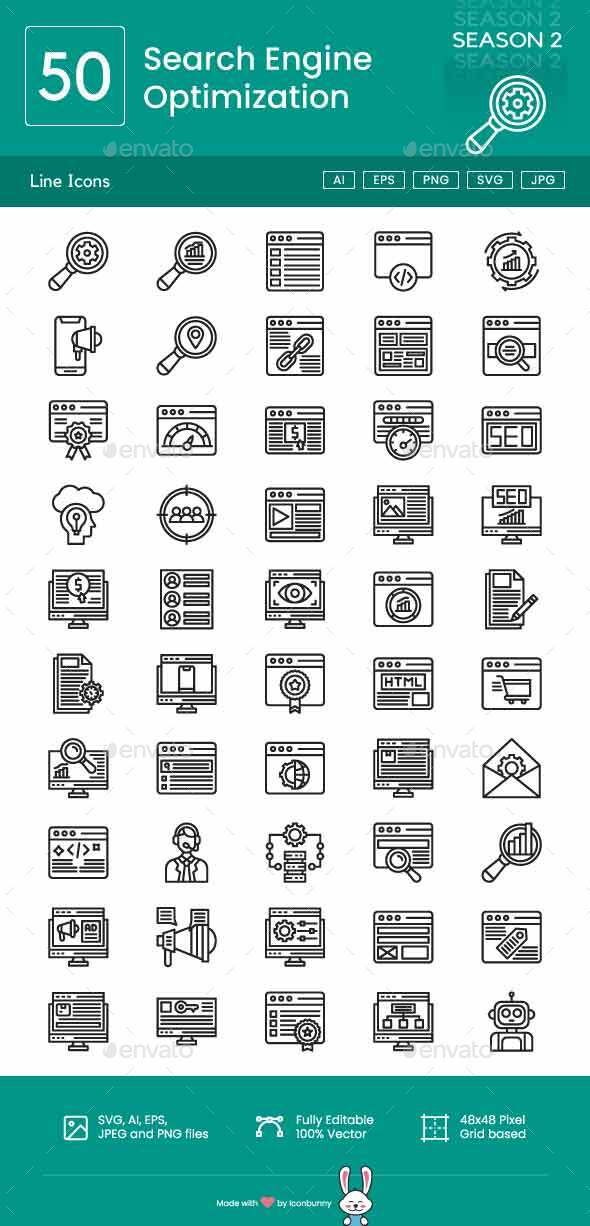 Search Engine Optimization Line Icons