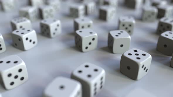 Dice with Rupee Sign Among Scattered Gambling Dices