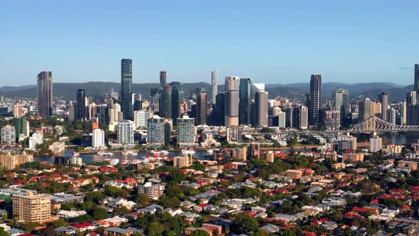 Architectural Towers And Buildings Of Brisbane City Business District On A Sunny Day In Queensland,