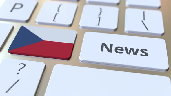 News Text and Flag of the Czech Republic on the Keys alt