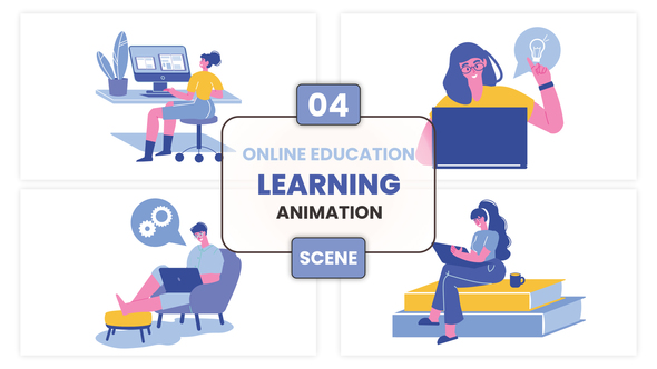 Online Education learning Character Animation Scene Pack