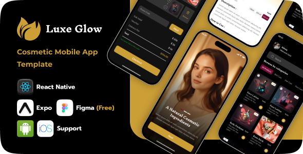 LuxeGlow | Cosmetic Mobile App | Free Figma | IOS | Android