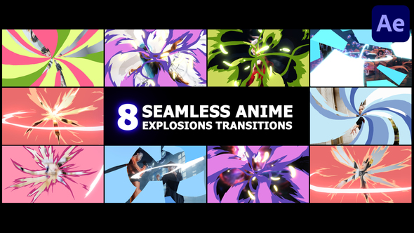 Seamless Anime Abstract Explosions Transitions | After Effects alt