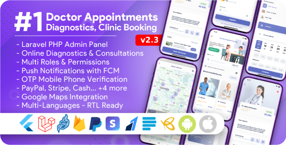 Doctor Appointment, Online Diagnostic, Booking, Medical Management Multi-Vendor App with Admin Panel