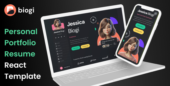 Personal Portfolio Resume React Template - Biogi