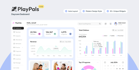 PlayPals - Daycare Dashboard Figma Template