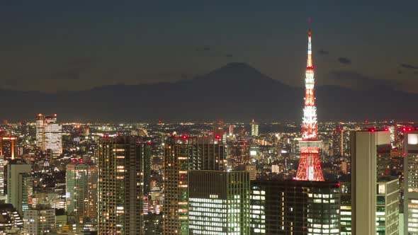 Mt Fuji and Tokyo Tower Time Lapse