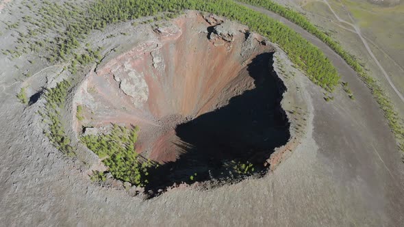 Volcanic Mountain Crater Formed by Lava Rocks