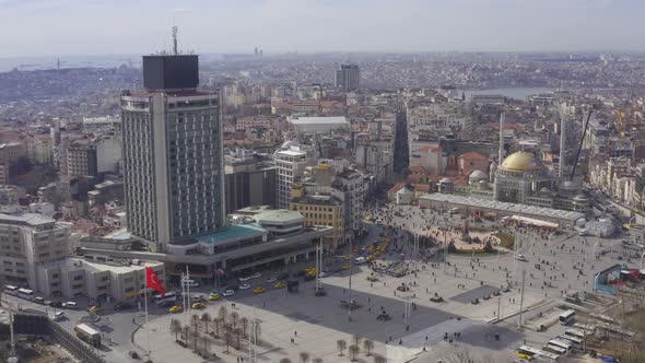 Istanbul Bosphorus Taksim Square And Mosque Construction Aerial View 11