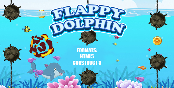 Flappy Dolphin Game (Construct 3 | C3P | HTML5) Endless Game