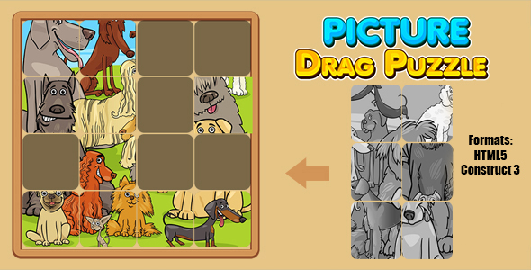 Picture Drag Puzzle (Construct 3 | C3P | HTML5) Educational Game