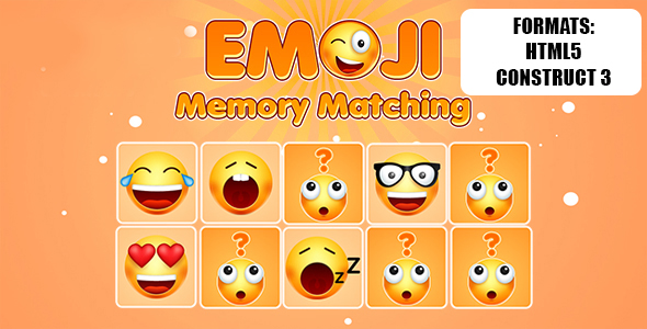 Emoji Memory Matching Game (Construct 3 | C3P | HTML5) Kids Game