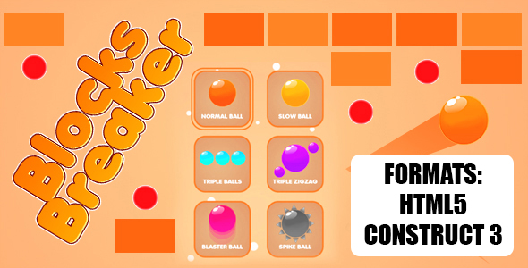 Blocks Breaker Game (Construct 3 | C3P | HTML5) Endless Game
