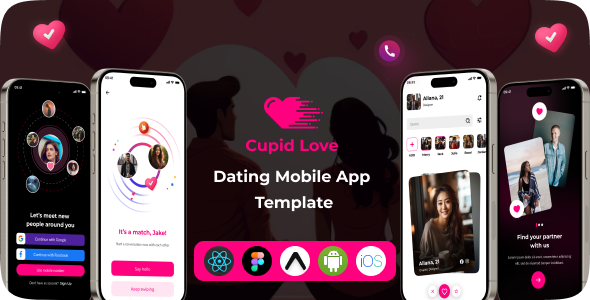 Cupid Love | Dating-Mobile App | Free Figma | IOS | Android