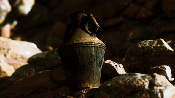 Old Metal Jug at Rocks alt