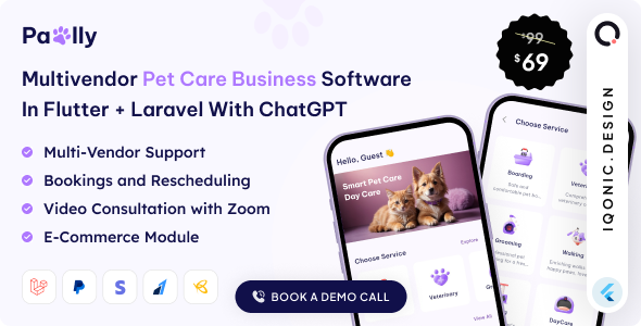 Pawlly – Multivendor Pet Care Business Software in Flutter + Laravel with ChatGPT