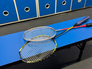 badminton racket in the locker room