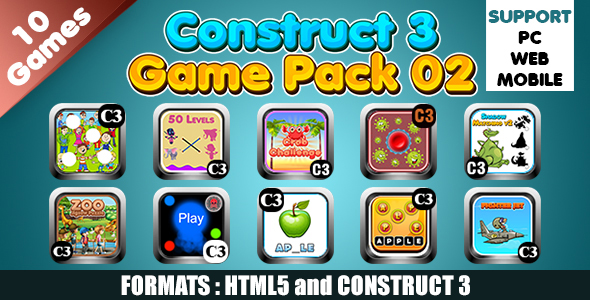 Game Collection 02 (Construct 3 | C3P | HTML5) 10 Games
