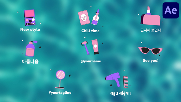 Personal Care Icons And Titles for After Effects