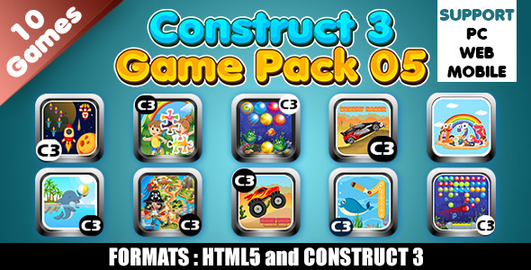 Game Collection 05 (Construct 3 | C3P | HTML5) 10 Games