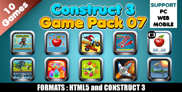 Game Collection 07 (Construct 3 | C3P | HTML5) 10 Games