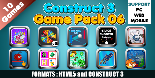Game Collection 06 (Construct 3 | C3P | HTML5) 10 Games