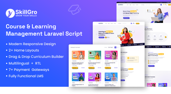 SkillGro - Course & Learning Management System Laravel Script (LMS)