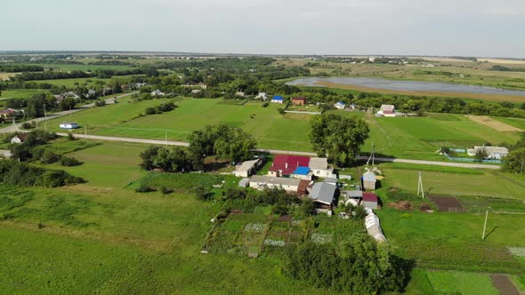 Flight Over the Village in Central Russia