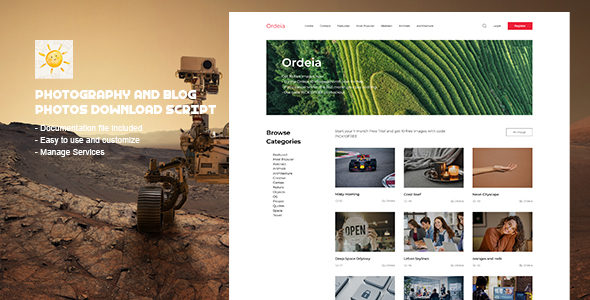 Ordeia – Photography and Blog / Photos Download script Theme