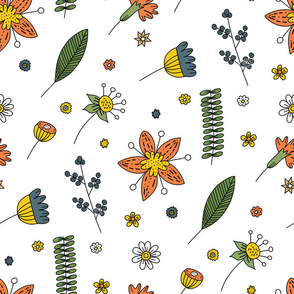 Floral Vibrant Vector Seamless Pattern