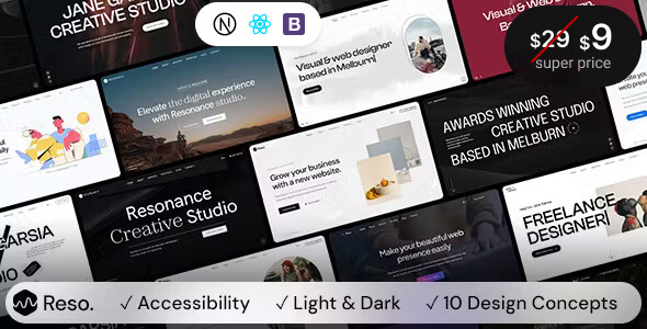 Resonance – Multipurpose One/Multi Page React NextJs Template – 0 Sold!