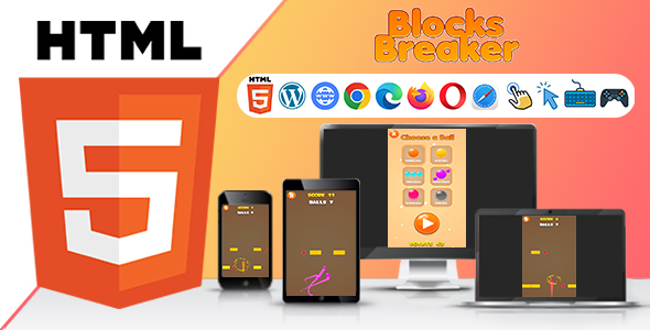 Blocks Breaker Game ( HTML5 ) Endless Game